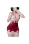 Lace Babydoll Chemise Sleepwear Open Back Set Burgundy